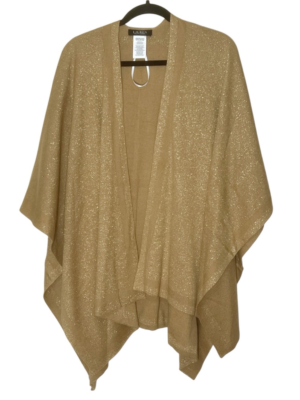Lauren Ralph Lauren copper shimmer wool blend shawl cape -one size